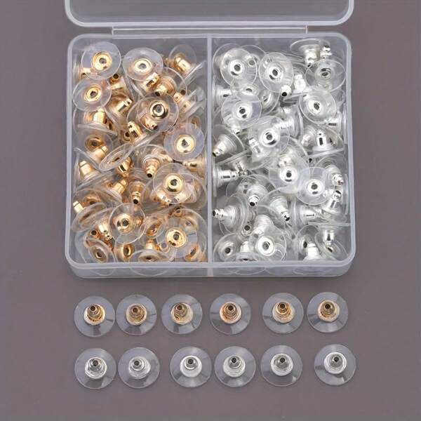 100 Stück gemischte gold- und silberfarbene Scheiben-Ohrringstecker - DIY Schmuckzubehör, mit Stecknadel-Design, einfach zu installieren - ideal für Schmuckherstellung und -reparatur
