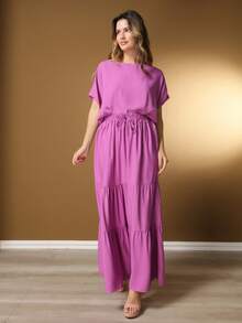 Women's Viscose Set Stripes, New Premium Model - Màu Lilac Tím - Xem 2