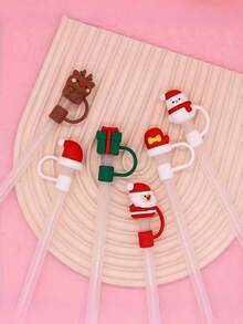 3/6 chiếc mũ tiệc theo chủ đề Giáng sinh hoạt hình dễ thương, vỏ ống hút bằng silicon, vỏ ống hút chống bụi, vỏ ống hút chống bụi, đồ trang trí ống hút hoạt hình dễ thương (không bao gồm ống hút) trang trí phòng tại nhà, nhà bếp, trang trí tiệc Giáng sinh, đồ dùng cho tiệc, đồ trang trí ngày lễ, trang trí bàn nhà hàng - Nhiều màu - Xem 4