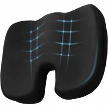 Seat Cushion For Office Chair Memory Foam Coccyx Pain Relief Cushion Pillow Back Support Non-Slip Seat Pad For Office Desk Gamming Chair Wheelchair Car Seat Tailbone Pain - Black - View 8