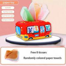 Una caja de pañuelos que los bebés no pueden romper, un juguete de dibujo de papel para que los bebés usen sus dedos para dibujar pañuelos como ejercicio, educación temprana y confort (color de pañuelo aleatorio) - Multicolor - Ver 5