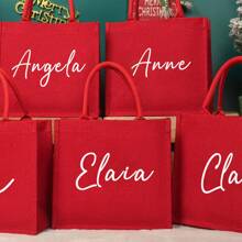 Spersonalizowana torba na prezenty świąteczne, torba na prezenty świąteczne z imieniem, czerwony worek jutowy na święta, torba na prezenty świąteczne, torba na prezenty wigilijne, prezent świąteczny