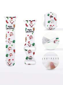 New Christmas Snowman Apple Watch Band, Replacement Strap Compatible With Apple Watch Ultra/SE/Series 8/7/6/5/4/3/2/1 Women - White - View 5