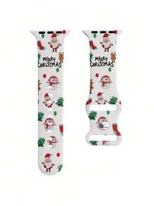 New Christmas Snowman Apple Watch Band, Replacement Strap Compatible With Apple Watch Ultra/SE/Series 8/7/6/5/4/3/2/1 Women - White - View 2