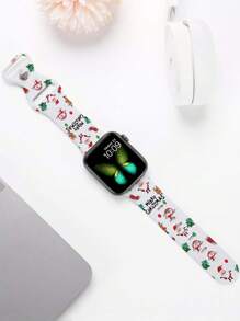 New Christmas Snowman Apple Watch Band, Replacement Strap Compatible With Apple Watch Ultra/SE/Series 8/7/6/5/4/3/2/1 Women - White - View 6