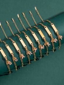 1 件个性化首字母吊饰心形手链适合青少年可调节不锈钢字母手链首字母 A 到 Z 腕链