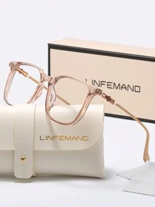 LINFEMAND نظارات كمبيوتر إطار مربع عدسة شفافة أنيقة، هدية اكسسوارات للمكتب الرسمي والأعمال للرجال والنساء - شفاف - مشاهدة 3