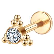 LABRET PIERCING SURGICAL STEEL PVD  ZIRCONIA 1.2X8 - 金色 - 查看 1