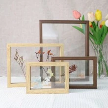 1pc Wood Double-Sided Transparent Photo Frame Stand, Light Wood Color And Dark Wood Color, Thick High-Definition Acrylic Transparent Panel, Suitable For Storing Photos, Plant Specimens, New Desktop Decor Photo Frame Gifts Birthday Graduation - Light Wood Color - View 3