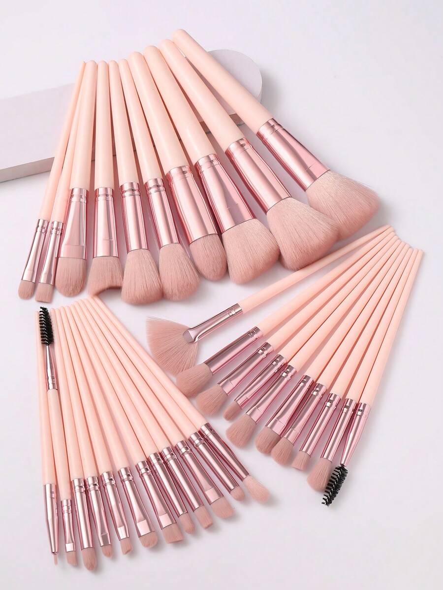 15-18-20-22-25-30-32 Pcs Light Pink Makeup Brush Set, High-Quality Synthetic Hair Eyeshadow Blending Brush Set, Cosmetic Tools,Giveaways,Professional Makeup Brushes,Complete Makeup Set