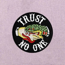 Trust No One Snake Patch, Hippie Punk Rock Cartoon Adventure Graphic Cool Patch Sewing Embroidered Applique DIY Clothing Accessory, Iron On Patch For Jacket, Pants, Bag, Shoes, Hat Summer, School