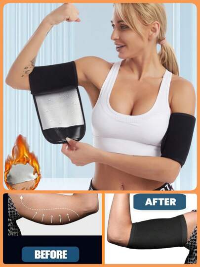 1 Pair Women Arm Slimming Sauna Sweat Belt, Fitness Sports Arm Support Protective Band