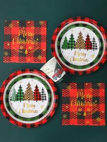 Bộ đồ ăn dùng một lần chủ đề Giáng sinh 40 món/bộ, họa tiết xe cây thông Noel cho 8 người, bao gồm 8 đĩa giấy 7 inch, 8 đĩa giấy dùng một lần 9 inch, 8 cốc giấy dùng một lần, 16 khăn ăn dùng một lần cho vật dụng trang trí tiệc gia đình ngày lễ Giáng sinh, đồ trang trí Giáng sinh, Halloween, đồ trang trí Halloween - xe cây thông giáng sinh - Xem 4