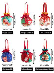 1 pieza Bolsa de regalo de caramelo navideño, bolsa de lona, bolsa de embalaje de regalos navideños, bolsa de regalo de Nochebuena, decoraciones navideñas, decoración navideña, regalos navideños, papel de regalo navideño, suministros para fiestas navideñas, bolsas de regalo navideñas, bolsas navideñas, pegatinas navideñas