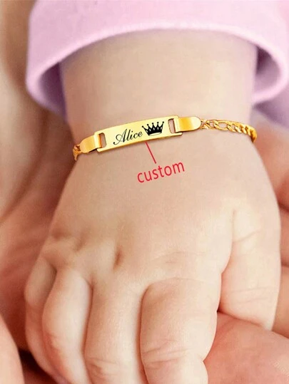 suteyi A Bracelet Engraved With Personalized Names And Dates, 18K Gold-Plated Bohemian Style Cute Stainless Steel Adjustable Chain Jewelry, Suitable For Daily Wear And Gift Giving, Perfect For Thanksgiving Multi-Functional, Ornamental, Letter, Stylish, Modern, Colorful, Cute, Adorable, Casual, Custom, Personalised, Unique, Customized, Ideal Gifts For Him, Ideal Gifts For Her,Customized Kids Fashion Jewelry,Easy Comfort, Son, Daughter