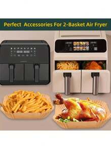 100pcs Air Fryer / Baking Paper, Kitchen Bbq Greaseproof Paper, Outdoor Camping Food Plate Liner Air Fryer Kitchen Air Fryer Liners Air Fryer Paper Airfryer Air Frier