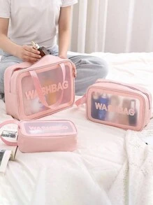 3pcs/Set Portable Travel Makeup Bag, Women Waterproof Cosmetic Bag With Compartment, Toiletry Organizer Pouch For Makeup, Accessories, Gift,Boho Vibes,For Holiday Beach, Bathroom Collection, Bedroom Collection, Large Capacity