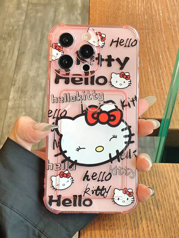 Apple Smiling Face KT Cat Card Holder Shockproof Iphone Phone Case