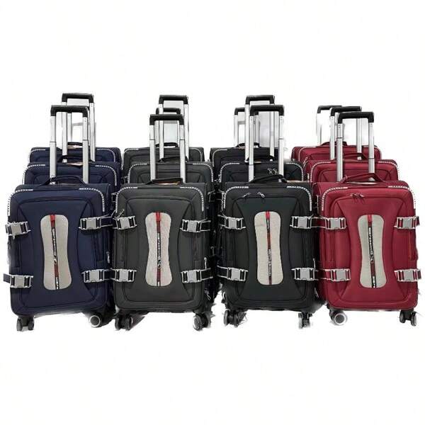 Conjunto de mala de viagem com combinação de tecido Oxford de 3 peças, 20 polegadas, 24 polegadas e 28 polegadas