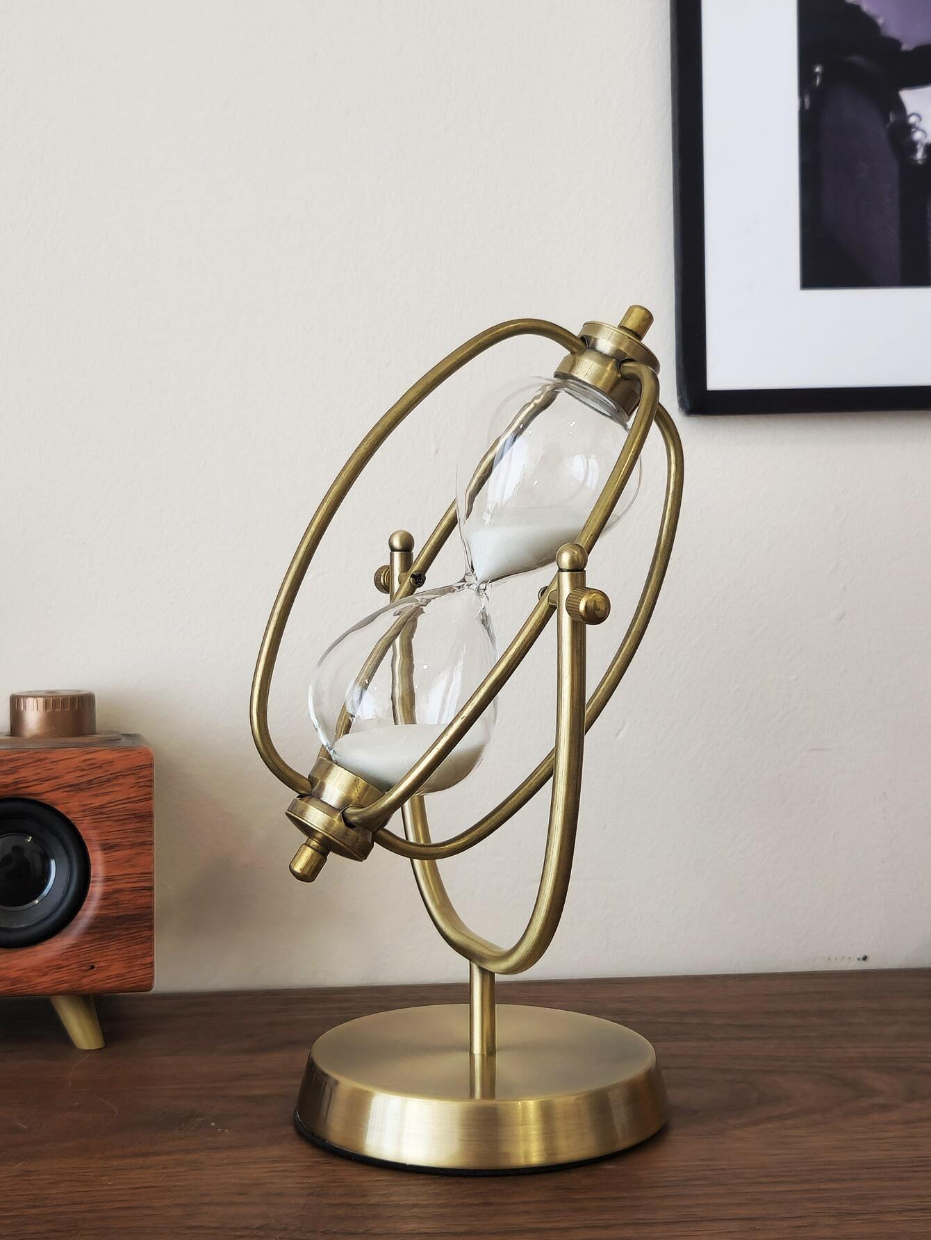 1 Pc Rotating Hourglass Of 15 Minutes Creative Metal Sand Timer