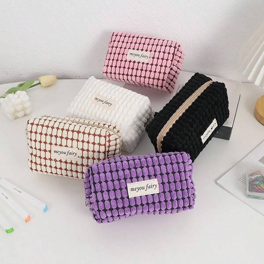 1 túi đựng đồ trang điểm hình chữ nhật, túi đựng đồ du lịch di động, dung tích lớn, hộp đựng bút chì đa năng cho học sinh - Nhiều màu - Xem 1