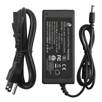 12V-4A Power Adapter 48W AC Power Cord 5.5mm X 2.1mm Male Universal Power Supply With US Plug, AC/DC Converter UL/FCC Certified