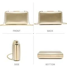 1pc Gold Reflective PU Handbag, Gala Evening Dress Clutch Purse, New Bride Classic Square Shiny Formal Party Bag With Metal Chain Strap, Suitable For Formal Occasions, Banquet, Wedding, Ceremony, Elegant Clutch Bag For Women