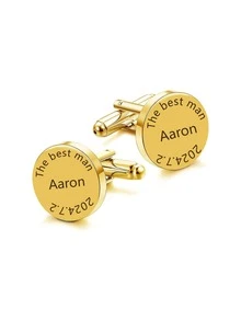 3 chiếc khuy măng sét bằng thép không gỉ tùy chỉnh, khuy măng sét bằng thép không gỉ cổ điển có văn bản cá nhân hóa, áo sơ mi trang trọng cho lễ Tạ ơn, Giáng sinh, quà tặng - Nhiều màu - Xem 8