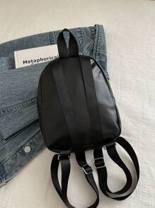 Fashionable Contrast Color Skull Print PU Mini Backpack, Casual Versatile Daypack Suitable For Women, Halloween Use, Phone Pouch (Relatively Small Size)