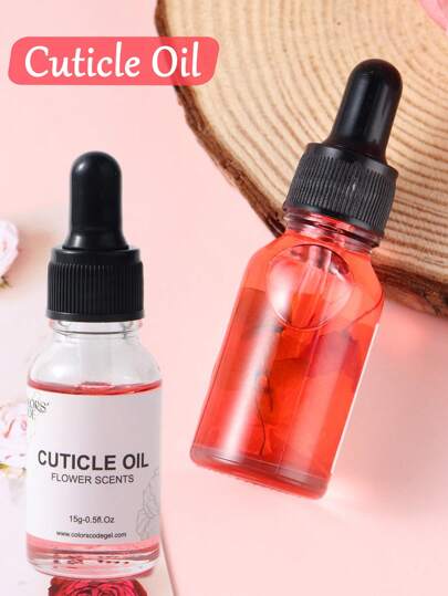 1 flaska 15g nagelbandsnäringsolja, blommor växtnäringsolja återfuktande anti-barb nagelkant finger nagelvårdsverktyg