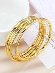 Ensemble de bracelets minimalistes en acier inoxydable lisse de 4 mm d'épaisseur, design à la mode, convenant aux femmes pour les rassemblements