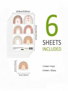 6 قطع ملصقات جدارية كرتونية بشكل قلوب قوس بوهيمية، ملصقات جدارية بنقاط مطرية وسحب قوس ، ديكور منزلي شمالي أنيق، لوحات جدارية صغيرة جميلة بطراز قديم لقوس ، ملصقات، ديكور جداري، ملصق فينيل لديكورات المنزل، عناصر ديكور الربيع لتجديد منزلك، ملصقات ديكور الإطار