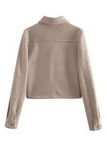 Chaqueta De Mujer A La Moda Con Botones, Con Bolsillos Delanteros Estereoscópicos Y Mangas Largas Para El Otoño - Gris - Ver 4
