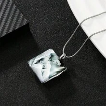 感恩节和圣诞节定制特殊日期日历照片项链、仿真诞生石项链、个性化文字名称项链，送给她、他、妻子、丈夫、男朋友、女朋友的独特礼物 - 銀色 - 查看 5