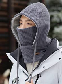 1pc Unisex Autumn/Winter Warm Knitted Balaclava Hat, Ski Mask Face Cover, Thermal Lined Windproof Mask, Washable - MM1909 - View 5