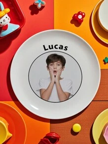 1pc Custom Photo Plate - 8.11" (20.6cm) Diameter - Personalized Gift For Kid With Photo And Text, Birthdays, Anniversaries, Mother's Day, Father's Day, Ideal For Kid, Mom, Dad, Girlfriend, Boyfriend, Wife, Husband, Best Friend - Cherish Your Loved Ones' Photos With This Elegant Decorative Plate Baby Shower Ornamental, Letter, Stylish, Cute, Adorable, Casual, Custom, Personalized, Unique, Customized, Baby Gifts, Ideal Gifts For Him, Ideal Gifts For Her, Son, Daughter
