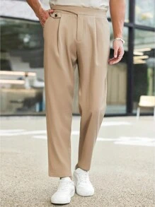 1 Stück Herren einfarbig mit Knopf verzierte Tasche lässige Hose, für den täglichen Gebrauch