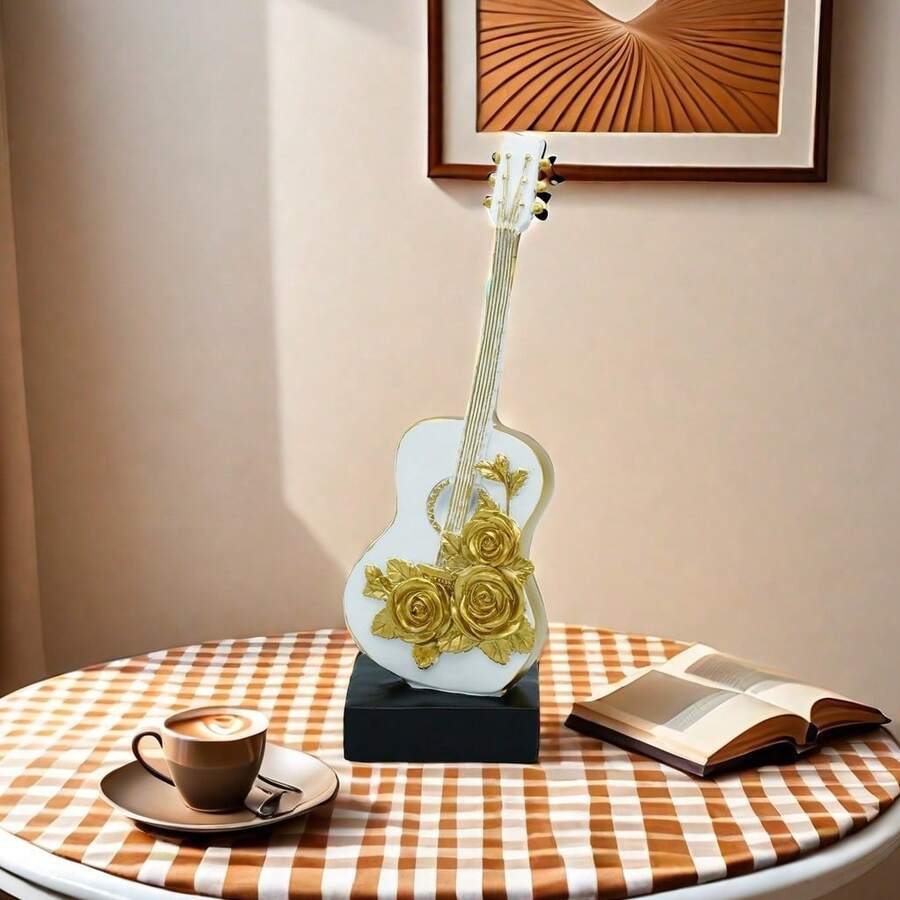 1pc 11-Inch Creative Flower Violin Resin Music Craft Decor cho phòng khách, phòng ngủ, quà tặng cho mẹ và trẻ em - trắng - Xem 1