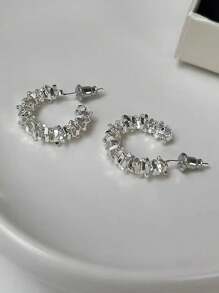 1 Pair S925 Sterling Silver Delicate Chrysanthemum Design Earrings, Unique Style Suitable For Women Daily, Date And Party Wear