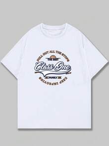 Class One T-Shirt Men's Cotton Shirt Premium Print Casual Comfort - 白色 - 查看 1