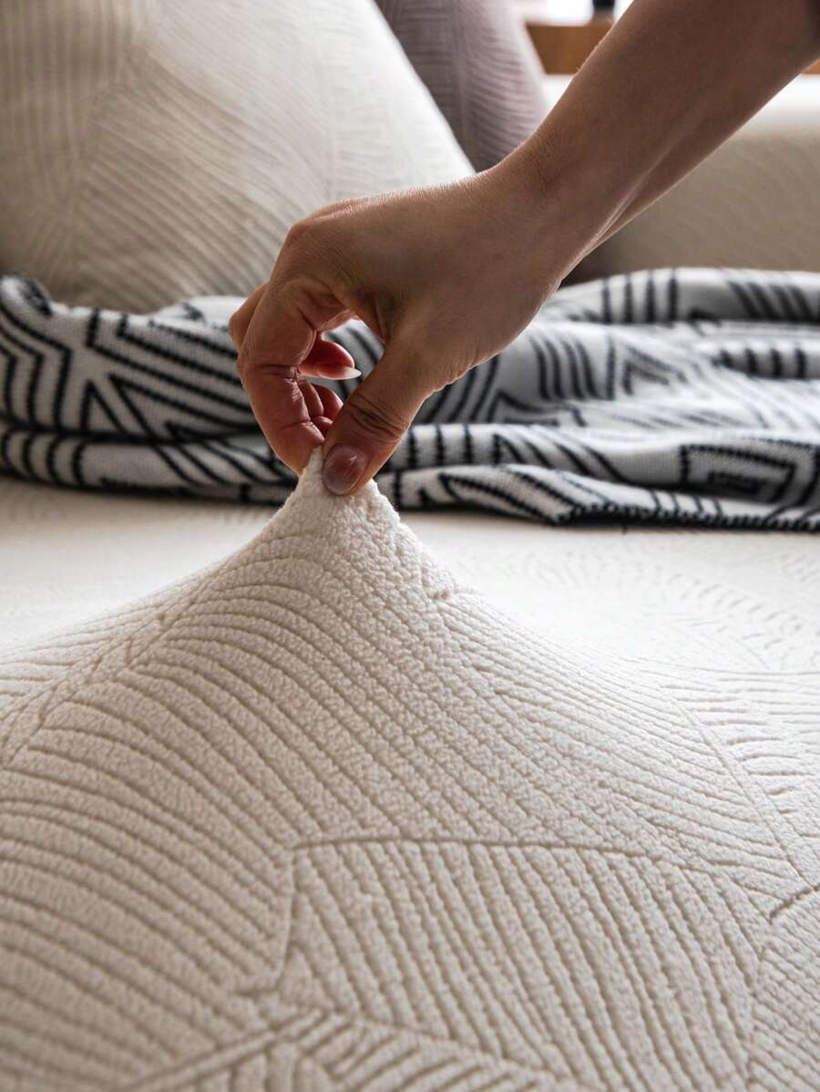 1pc Universal Fit Stretch Sofa Cover, Waterproof Anti-Slip Full Wrap Sofa Cushion Cover, Machine Washable Dust-Proof Furniture Protector, Pet Friendly For Bedroom, Office, Living Room - Beige - View 1