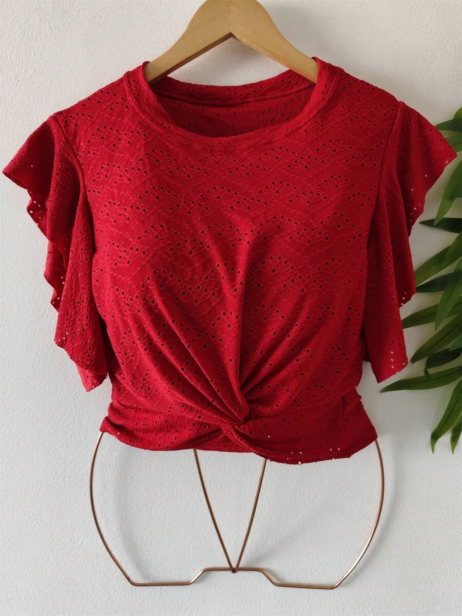 Women's Long Sleeve Blouse - Đỏ - Xem 1