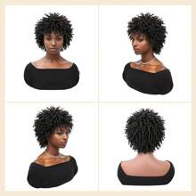 3-Inch Short Faux Locs Wig, African Curly Braided Hairstyle Synthetic Wig For Women, Natural Black - Black - View 4