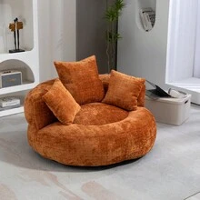 COOLMORE Lazy Sofa Durable Comfort Lounger High Back Bean Bag Chair Couch With Three Pillows For Adults And Kids, Indoor & Outdoor,  Single Gaming Sofa Chair For Bedroom,Office (Orange Chenille) - 橘色+雪尼爾+泡沫+1座 - 查看 8