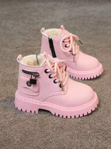 Botas de estilo británico para bebés/niños pequeños, zapatos para niñas bebés, zapatos de invierno, zapatos para caminar de niños, calzado para bebés - Rosa - Ver 8