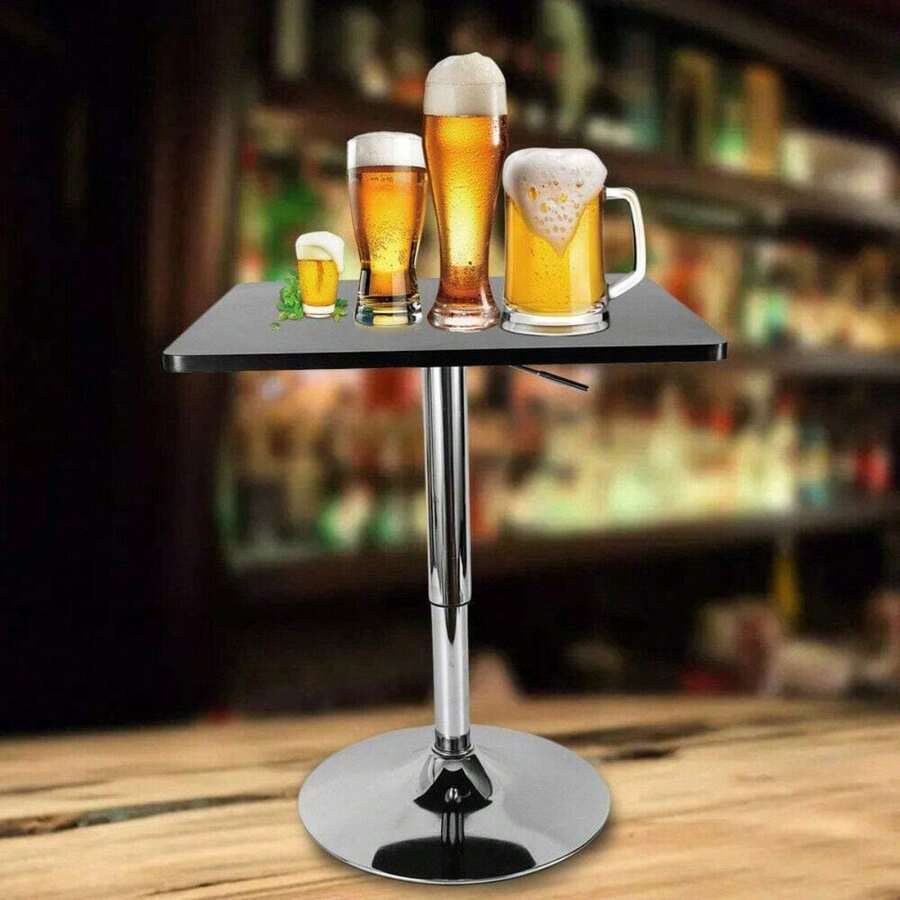 SHZICMY Mesa de bar, mesa de bar cuadrada mesa alta para bebidas de café, mesa moderna ajustable en altura y con giro de 360° para mesas altas de cóctel y bistró de 70-90 cm, color negro - Negro - Ver 1