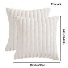 2 piezas de fundas decorativas acogedoras y suaves de terciopelo con rayas para almohada, funda de cojín para sofá y sillón