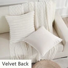 2 piezas de fundas decorativas acogedoras y suaves de terciopelo con rayas para almohada, funda de cojín para sofá y sillón