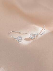 S925 银水滴吊坠耳环，女士防过敏珠宝礼品套装 - 銀色 - 查看 1