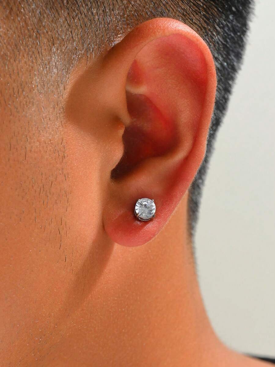 1pc Simple & Fashionable Zirconia Stud Earring, Delicate Gift